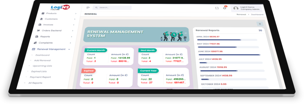 Renewal/AMC Management Application - Login2 IT Solution
